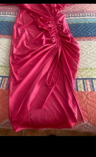 Vestido rosa largo drapeado