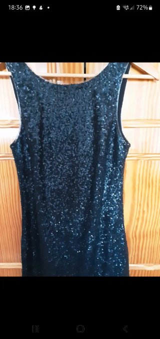 Vestido negro lentejuelas Only