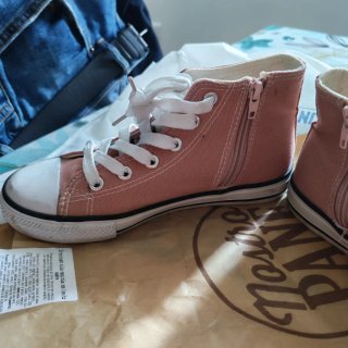 Sneakers alte rosa bambina con zip e paillettes 35