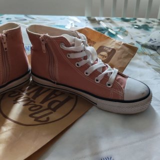 Sneakers alte rosa bambina con zip e paillettes 35