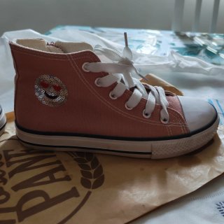 Sneakers alte rosa bambina con zip e paillettes 35