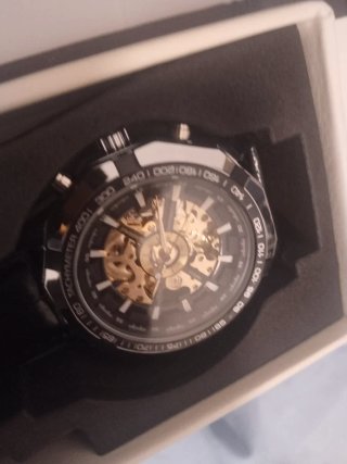 Reloj Don Abel Automático Esqueleto Negro Dorado