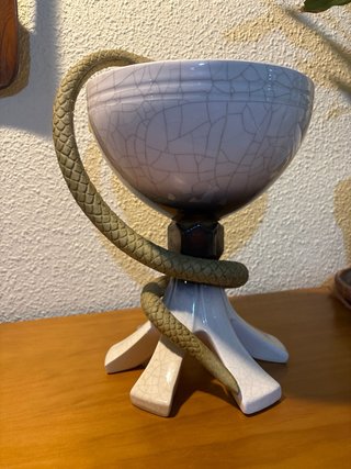 Copa antigua cerámica serpiente farmacia Biersdorf