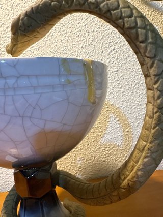 Copa antigua cerámica serpiente farmacia Biersdorf