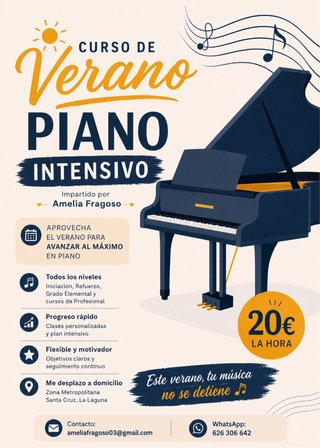¡Aprende piano este verano! Clases a domicilio