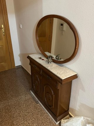 Mueble Recibidor Vintage con Espejo y Mármol