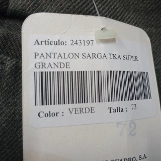 Pantalón hombre talla 72 verde