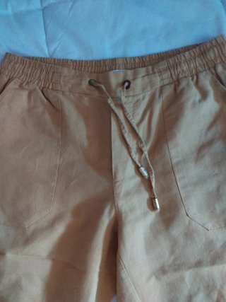 Pantalón de lino vintage amarillo