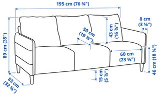 Sofá 3 plazas ANGERSBY IKEA gris claro