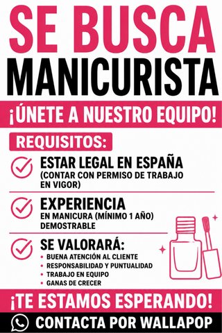 SE OFRECE TRABAJO DE MANICURISTA