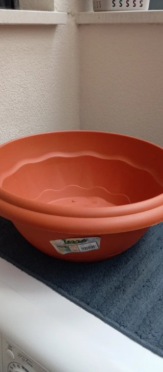 Macetero redondo plástico naranja/ diámetro 35cm