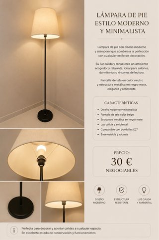 Lámpara de pie moderna y minimalista