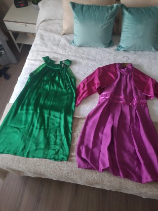 Vestidos de fiesta verde y fucsia