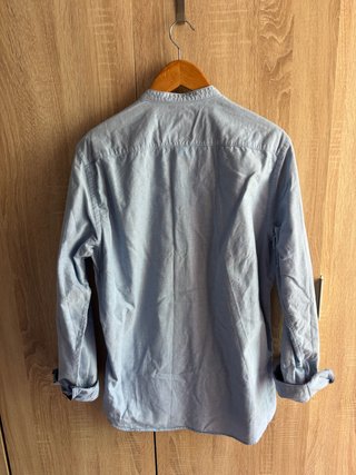 Zara camisa cuello mao azul L relaxed fit