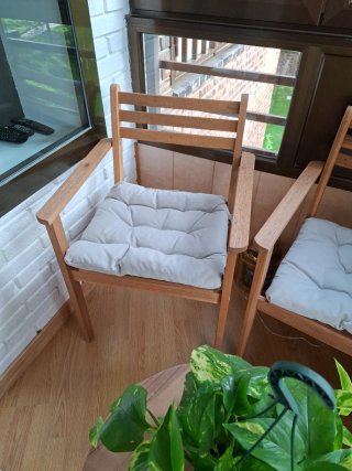 2 Sillas de Madera Exterior Beige con cojines