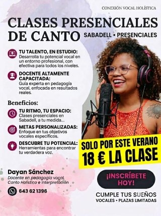 Clases de Canto Presenciales Verano