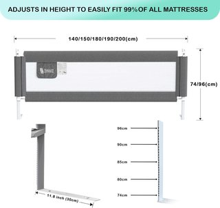 Barandilla cama portátil seguridad bebé 150cm gris