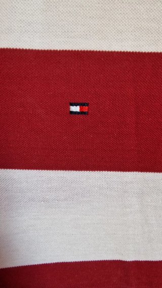 Polo Tommy Hilfiger XL righe rosse e bianche