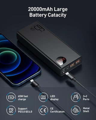 Baseus Power Bank 20000mAh carga rápida portátil