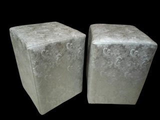 2 Taburetes Piel Sintética Plateados
