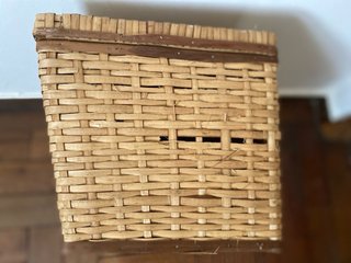Cesto Vintage Vime e Madeira Artesanal