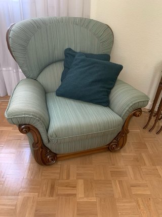Sofá de 3 plazas verde + 2 sillones