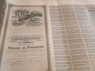 Títulos Acciones Banco Hispano Romano 1912