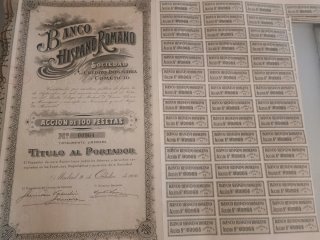 Títulos Acciones Banco Hispano Romano 1912