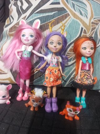 Lote 3 Muñecas Enchantimals con Mascotas