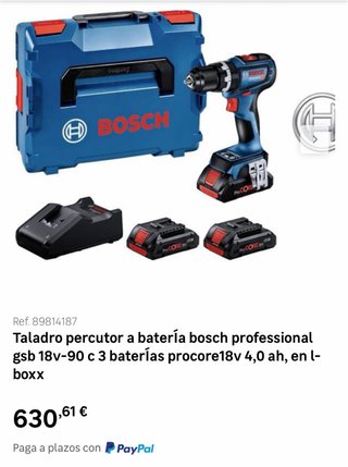 Taladro Bosch GSB 18V-150 C + 3 baterías