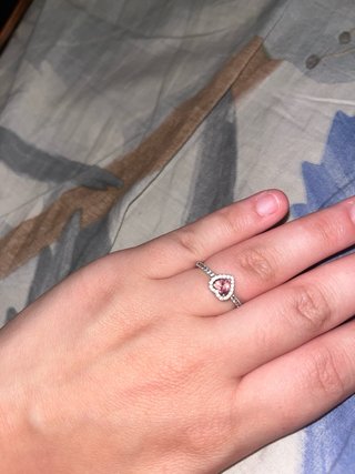 Anillo Pandora Corazón Rosa Elevado