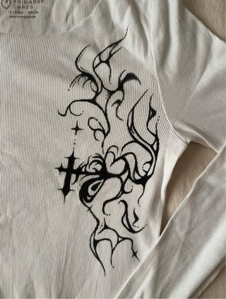 Top blanco alt pintado a mano