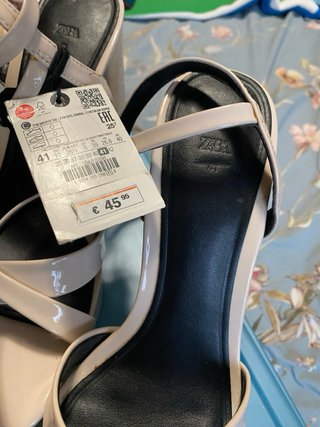 Sandalias tacón Zara Beige Talla 41