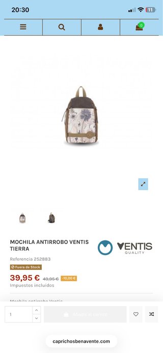Mochila Ventis pequeña antirrobo nueva