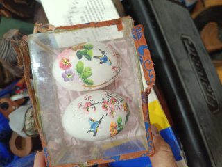 Huevos decorados pájaros y flores