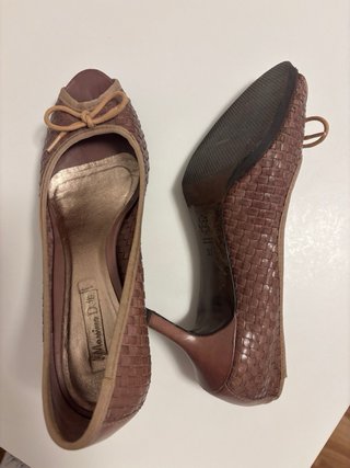 Zapatos Massimo Dutti rosa piel trenzado