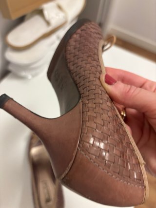 Zapatos Massimo Dutti rosa piel trenzado