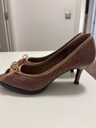 Zapatos Massimo Dutti rosa piel trenzado