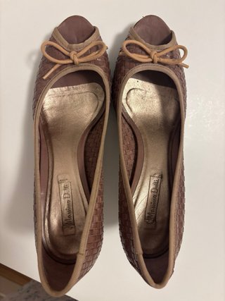 Zapatos Massimo Dutti rosa piel trenzado