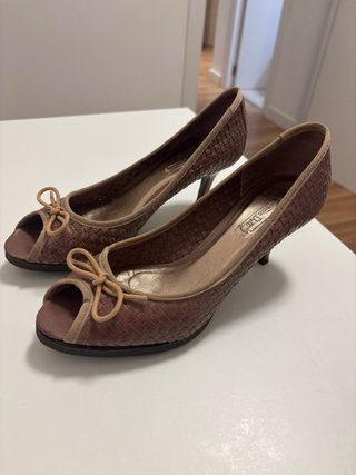 Zapatos Massimo Dutti rosa piel trenzado