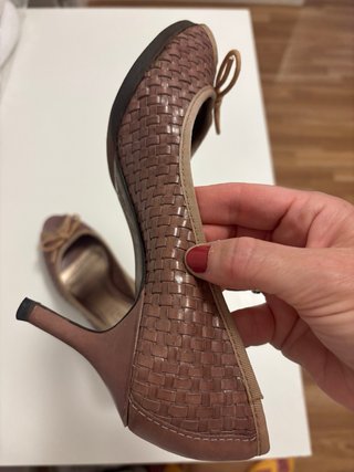 Zapatos Massimo Dutti rosa piel trenzado