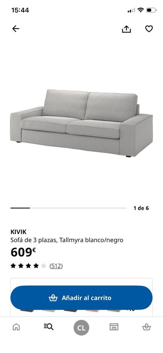 Sofá Kivik 3 plazas Ikea gris