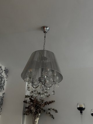 Lámpara colgante beige y plateada LOTE DE DOS LAM