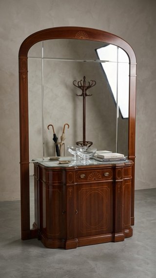 Mueble de entrada con espejo y mármol