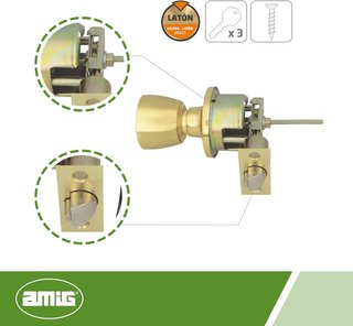 Amig pomo puerta madera latón Mod. 600