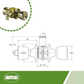 Amig pomo puerta madera latón Mod. 600