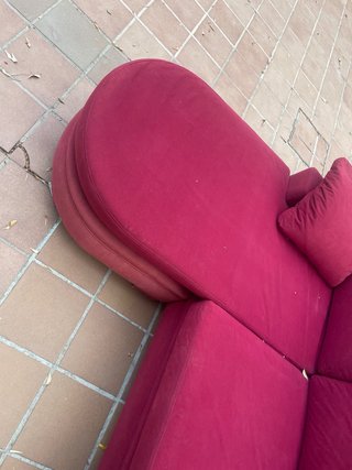 Sofá 3 plazas con chaiselongue rojo