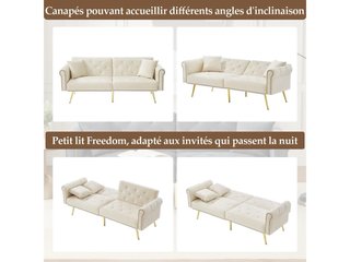 Sofá Cama Beige 2 Plazas Terciopelo