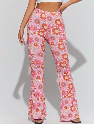 Pantalones acampanados florales talle alto