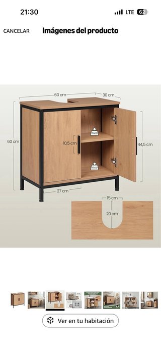 Mueble de baño madera y metal